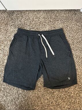Vuori Charcoal Gray Athletic Shorts with White Drawcord